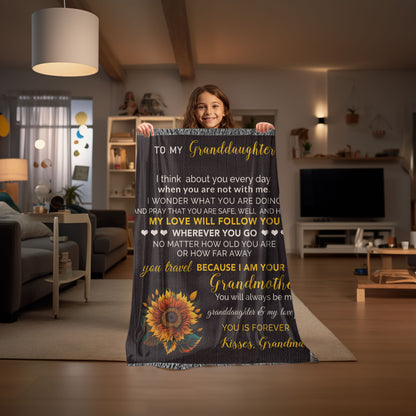 To My Granddaughter My Love Will Follow You Personalized Heirloom Woven Blanket