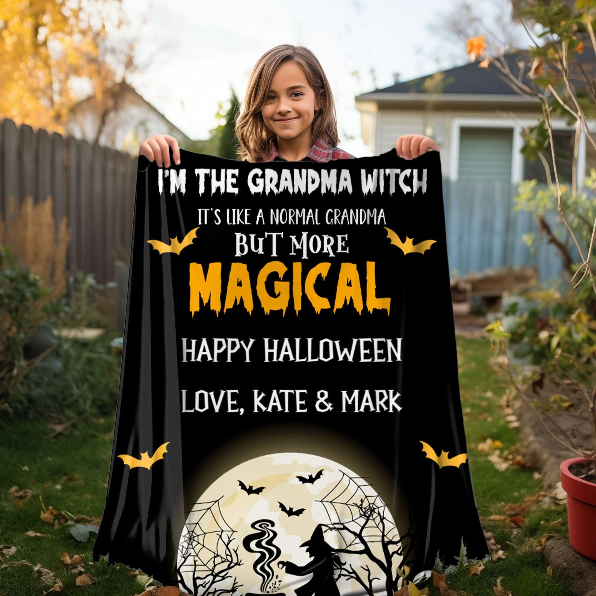 Halloween Personalized Mink Fleece Blanket - I'm the Grandma Witch But More Magical - Mallard Moon Gift Shop