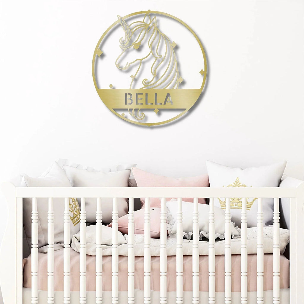 Unicorn Custom Name Metal Art Wall Sign