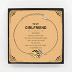 Girlfriend Gifts, To My Girlfriend Remember, you will never lose. You will either WIN or LEARN, Keepsake Sunflower Bracelet For Girlfriend Card, Birthday Christmas Gifts Ideas For Girlfriend X-mas Gifts