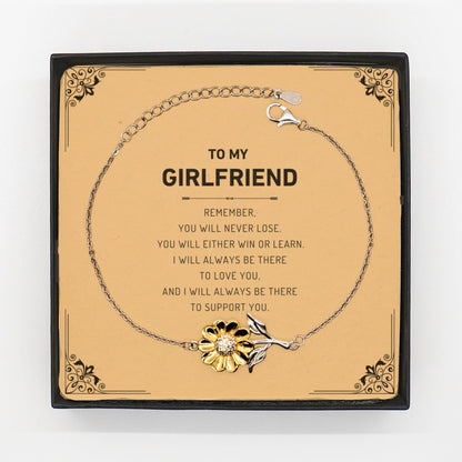 Girlfriend Gifts, To My Girlfriend Remember, you will never lose. You will either WIN or LEARN, Keepsake Sunflower Bracelet For Girlfriend Card, Birthday Christmas Gifts Ideas For Girlfriend X-mas Gifts - Mallard Moon Gift Shop