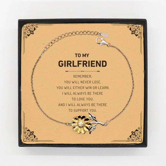 Girlfriend Gifts, To My Girlfriend Remember, you will never lose. You will either WIN or LEARN, Keepsake Sunflower Bracelet For Girlfriend Card, Birthday Christmas Gifts Ideas For Girlfriend X-mas Gifts - Mallard Moon Gift Shop