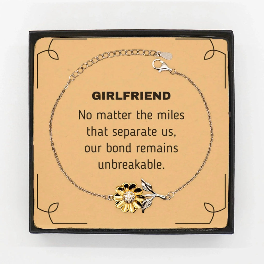 Girlfriend Long Distance Relationship Gifts, No matter the miles that separate us, Cute Love Sunflower Bracelet For Girlfriend, Birthday Christmas Unique Gifts For Girlfriend