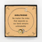 Girlfriend Long Distance Relationship Gifts, No matter the miles that separate us, Cute Love Sunflower Bracelet For Girlfriend, Birthday Christmas Unique Gifts For Girlfriend