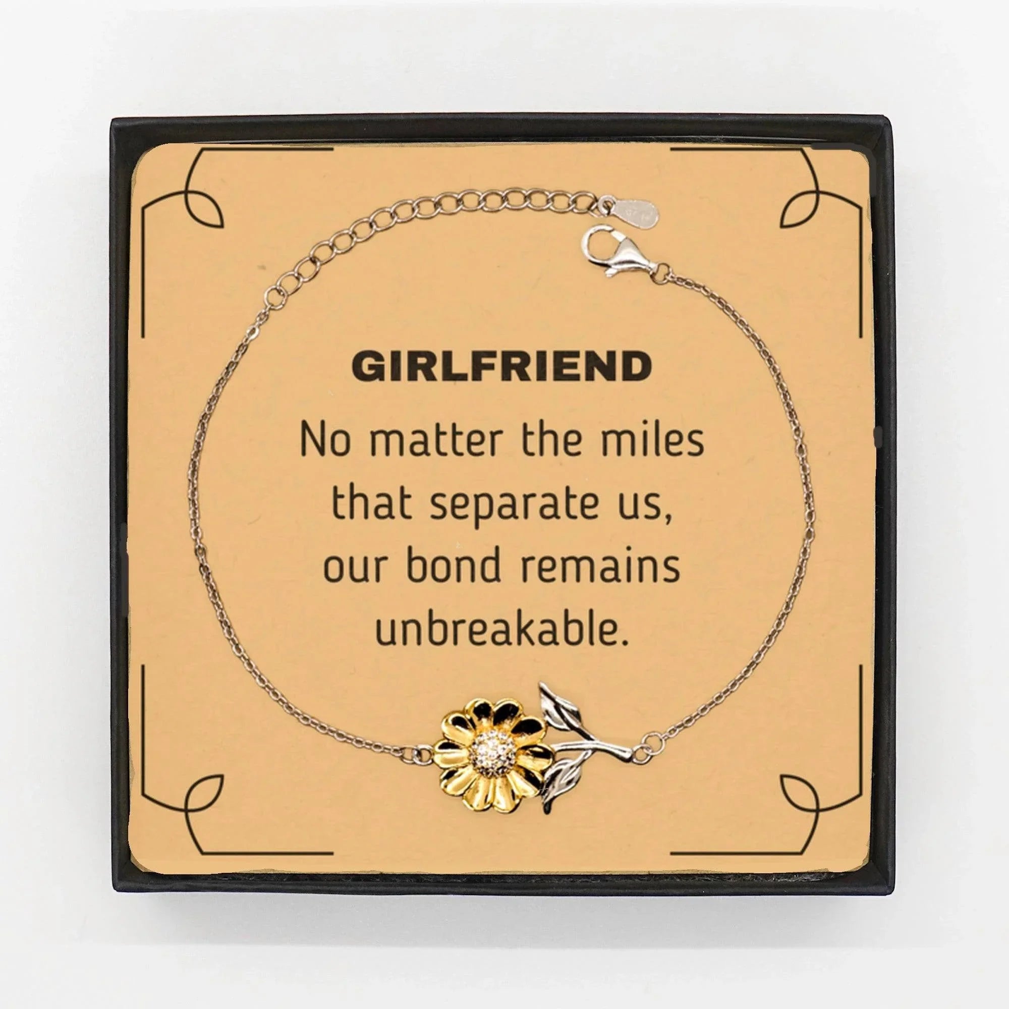 Girlfriend Long Distance Relationship Gifts, No matter the miles that separate us, Cute Love Sunflower Bracelet For Girlfriend, Birthday Christmas Unique Gifts For Girlfriend