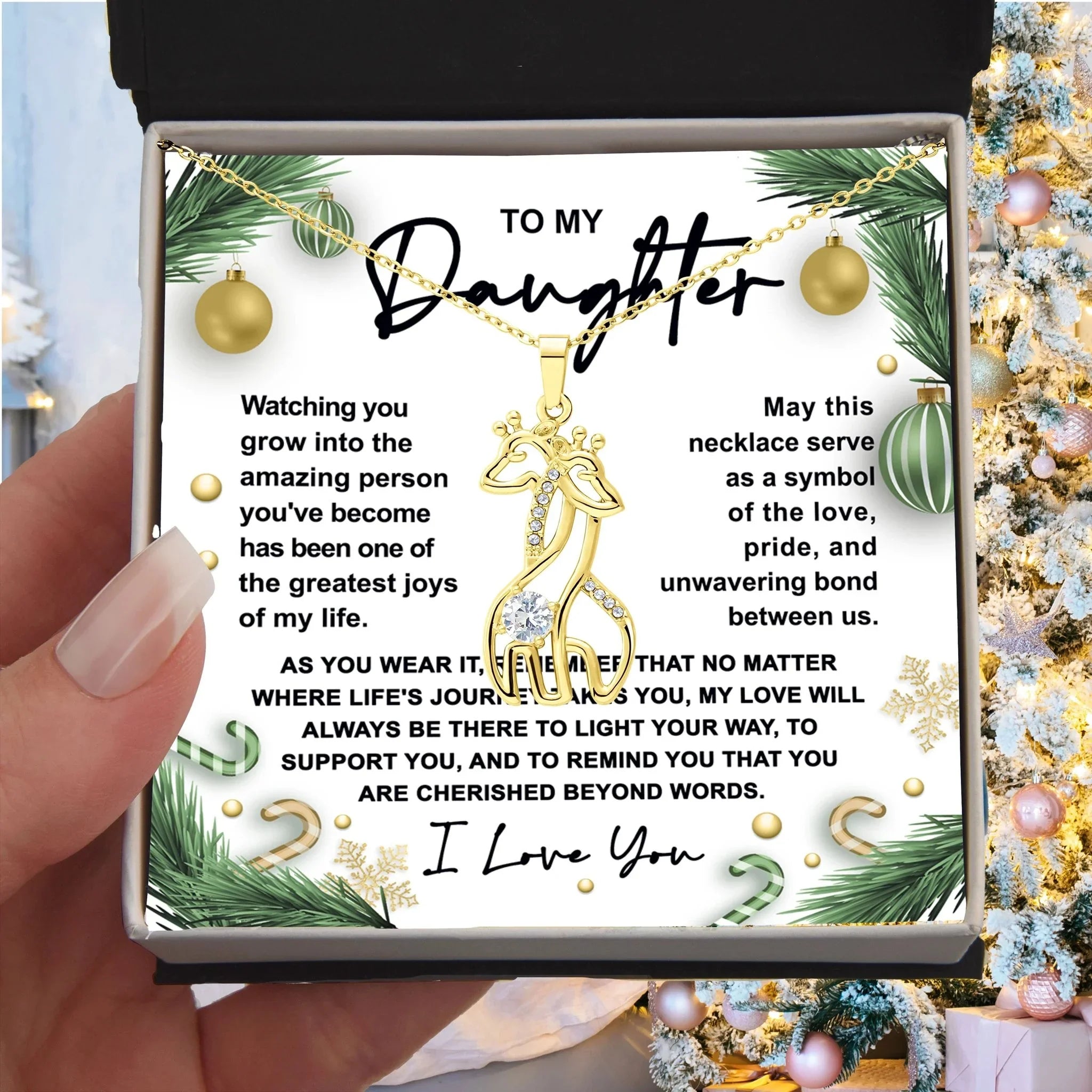 Gift for Daughter - You are Cherished Beyond Words - Giraffe Pendant Necklace