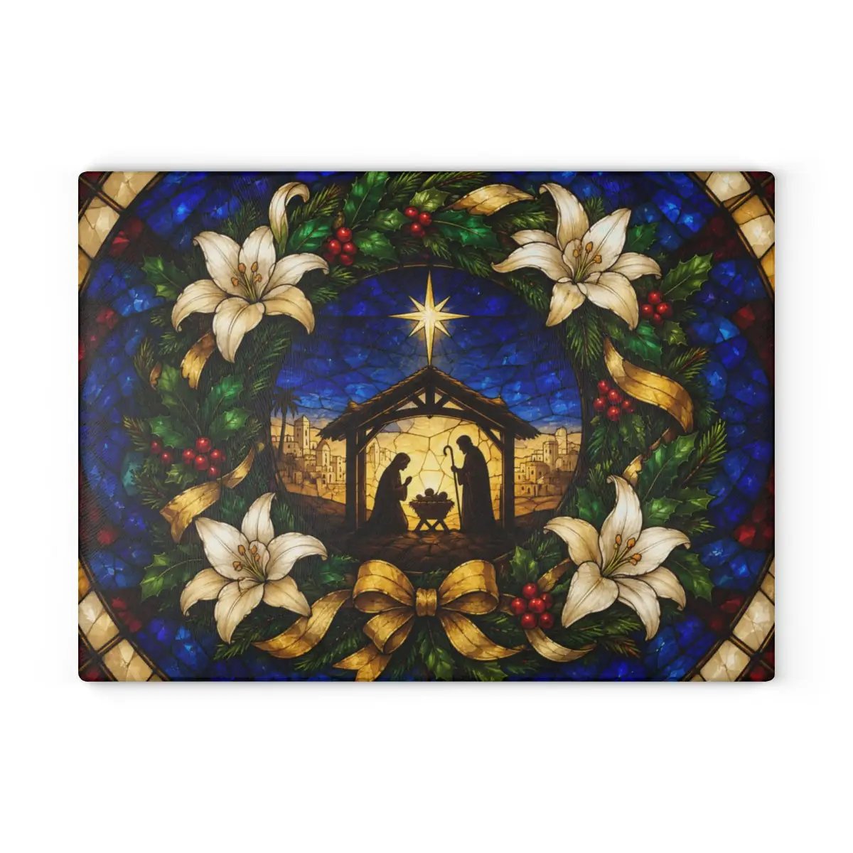 Christian Christmas Glass Cutting Board, Faith Filled Christmas Decor, Religious Christmas Gift, Choose From 10 Designs