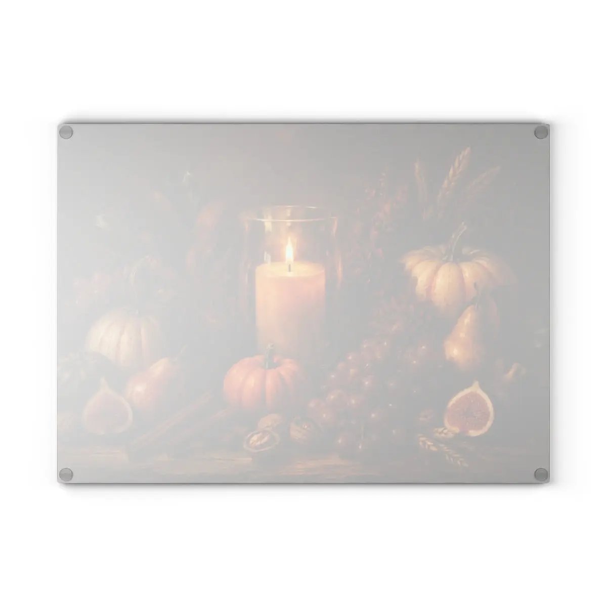 Fall Candle Glass Cutting Board, Cozy Autumn Kitchen Decor, Pumpkin Harvest Cutting Board, Thanksgiving Hostess Gift