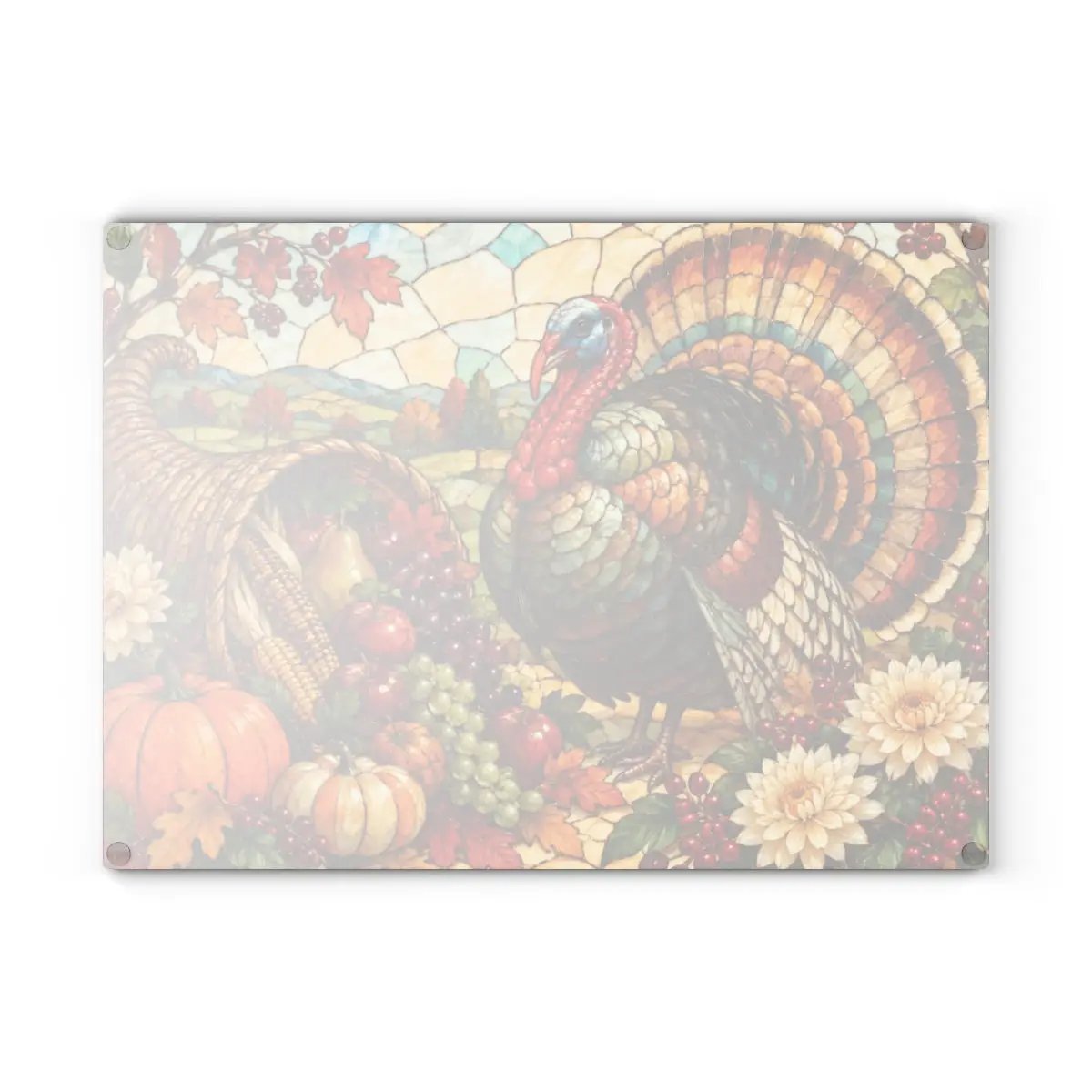 Thanksgiving Turkey Glass Cutting Board, Stained Glass Harvest Kitchen Decor, Fall Turkey Chopping Board, Country Thanksgiving Gift