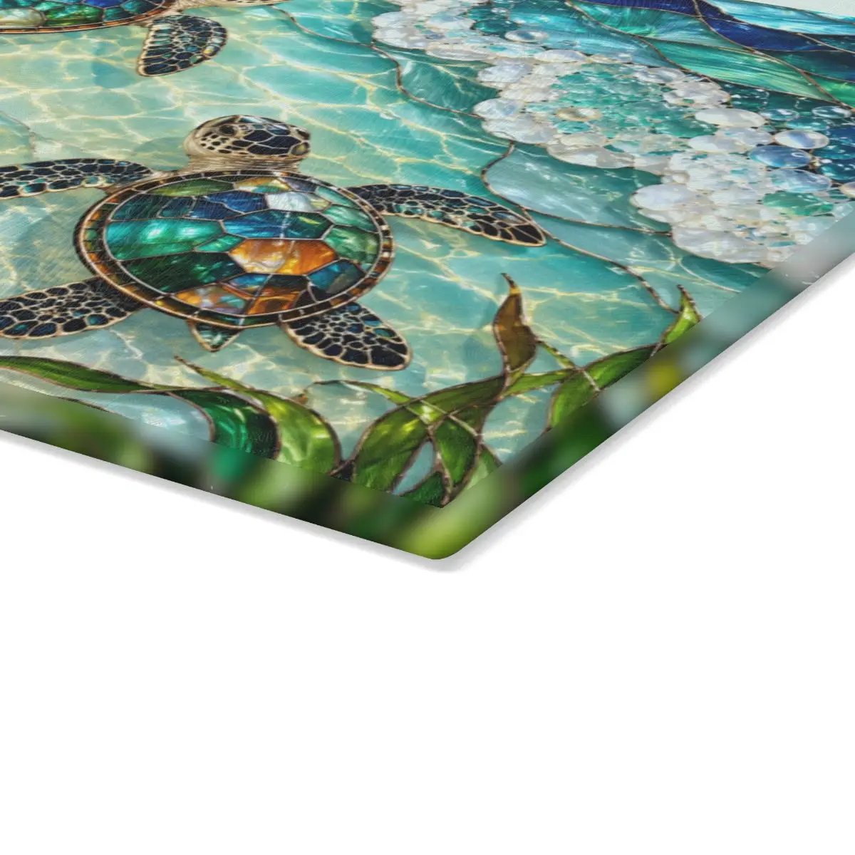 Sea Turtle Hatchlings Cutting Board, Coastal Kitchen Decor, Ocean Beach House Gift, Tempered Glass Chopping Board, Marine Life Kitchen Accent
