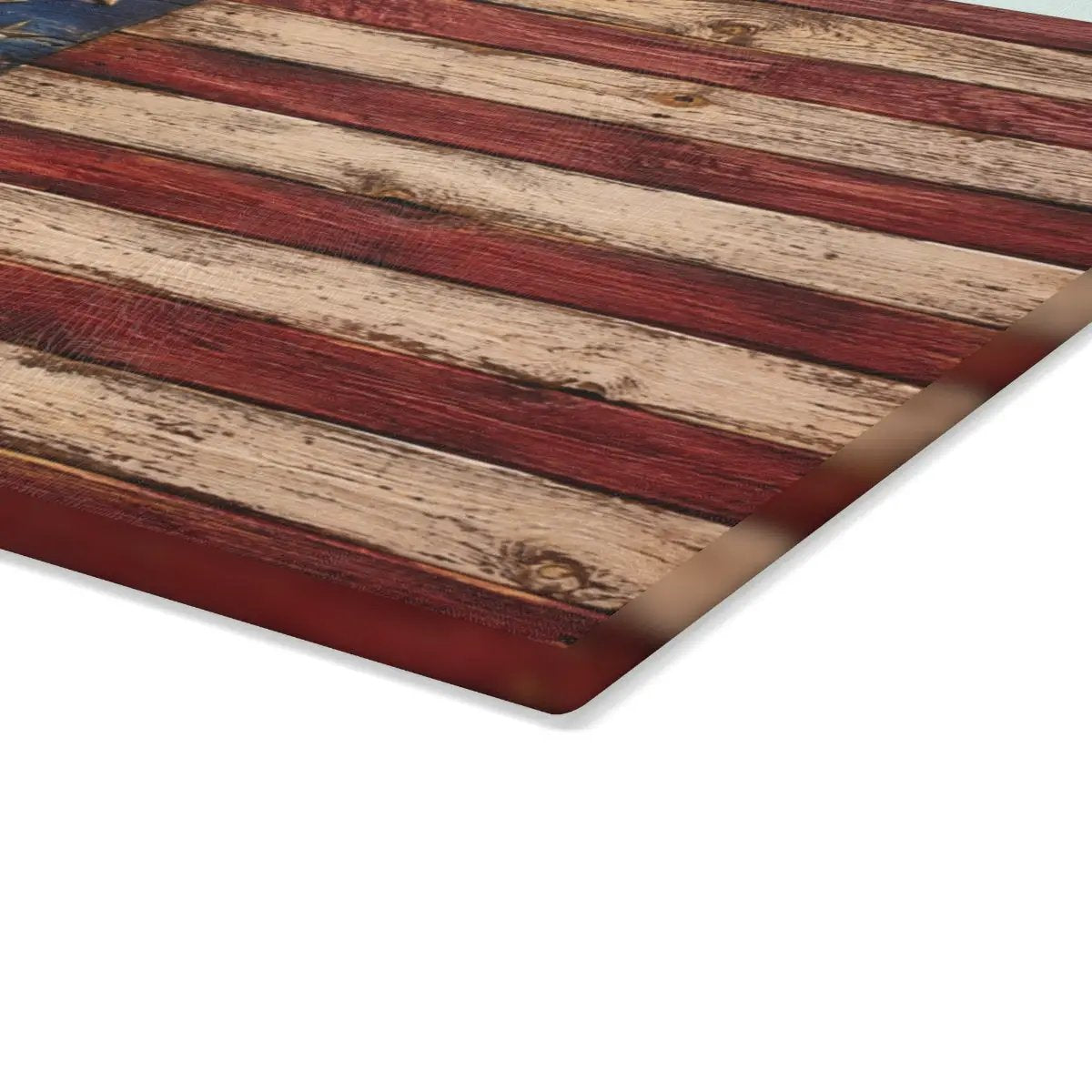 Rustic American Flag Cutting Board, Patriotic Glass Cutting Board, Farmhouse Kitchen Decor, Americana Gift, Vintage USA Flag Decor