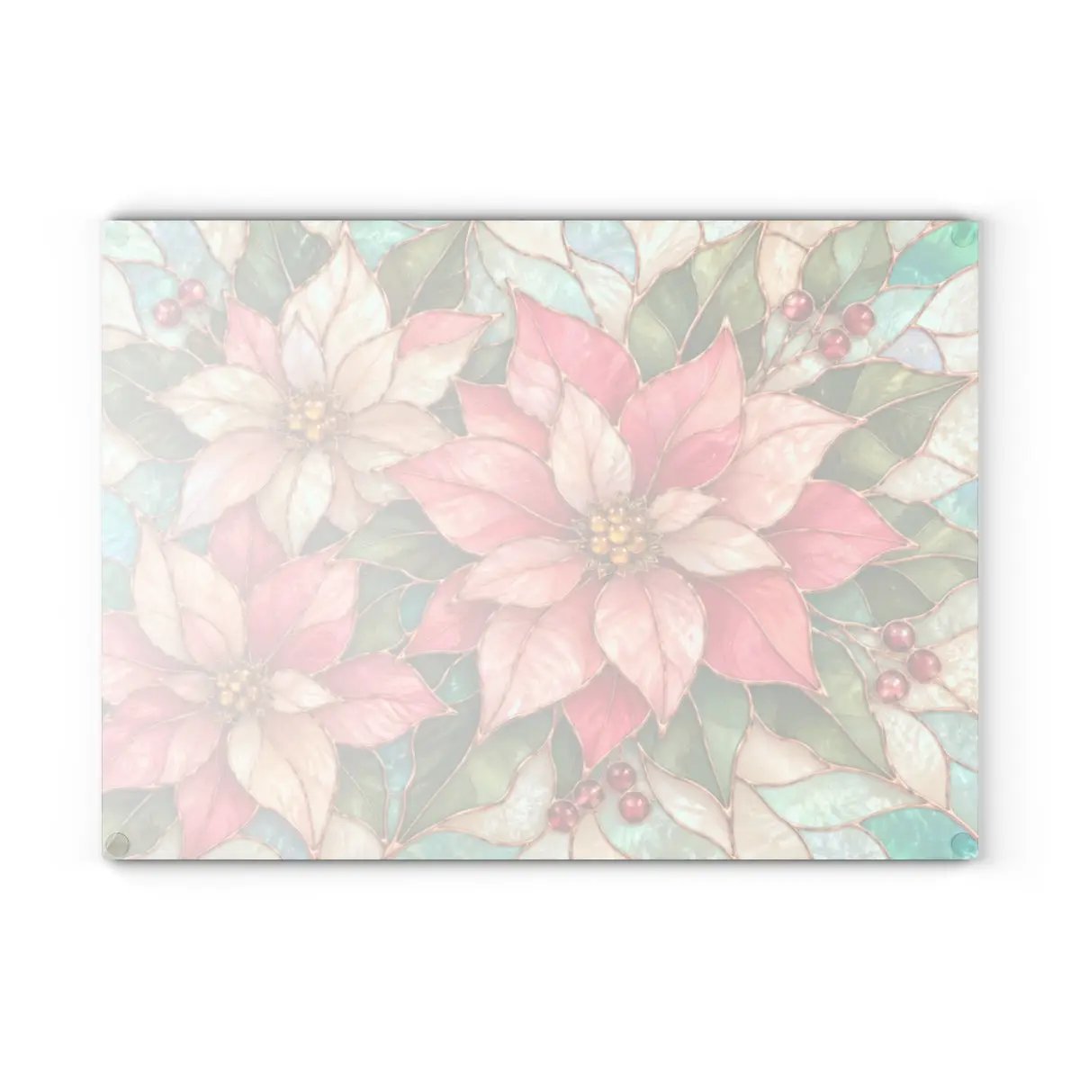 Pink Poinsettia Glass Cutting Board, Christmas Floral Kitchen Decor, Tempered Chopping Board, Holiday Hostess Gift, Serving Board for Home