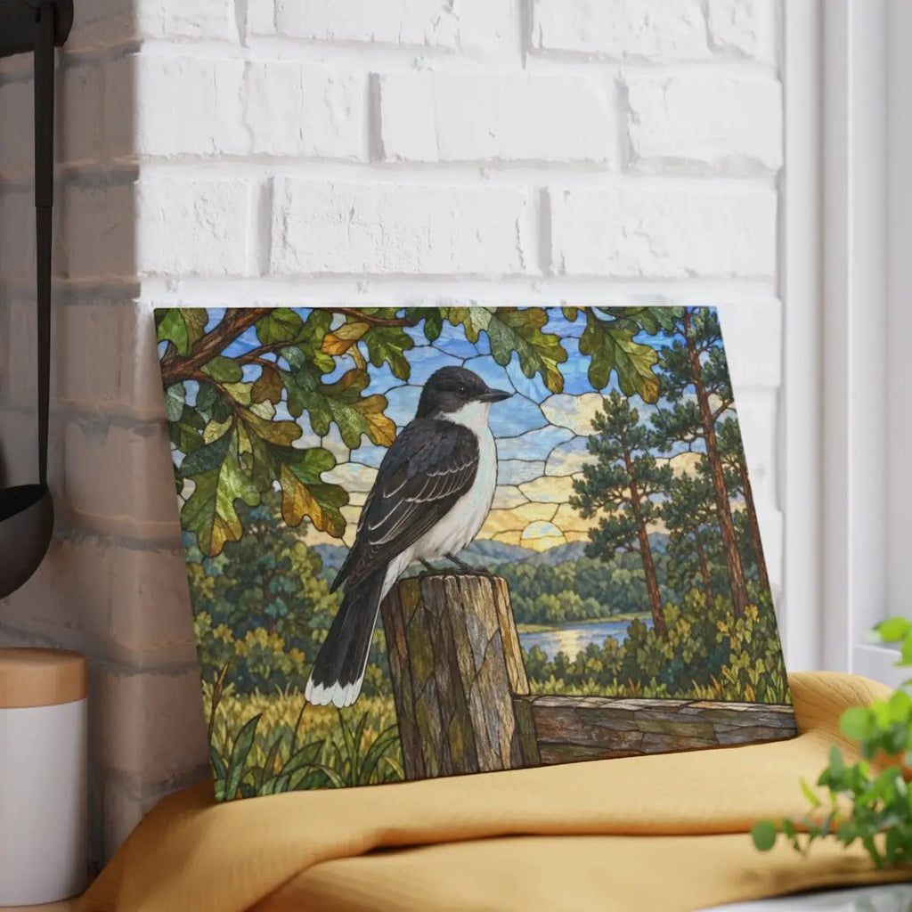 Eastern Kingbird Glass Cutting Board, Backyard Bird Kitchen Decor, Birdwatcher Gift, Songbird Serving Board, Nature Lover Gift