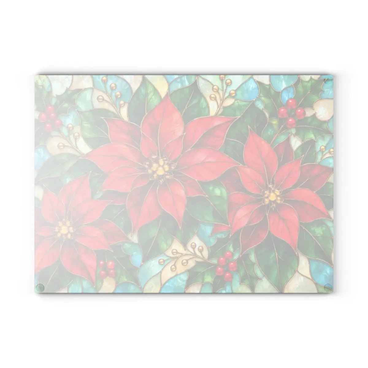 Christmas Poinsettia Glass Cutting Board, Holiday Holly Berry Kitchen Decor, Festive Red Floral Chopping Board, Seasonal Gift Idea