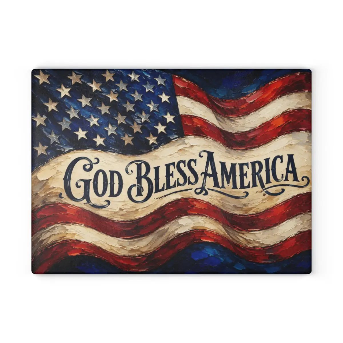 God Bless America Cutting Board, American Flag Glass Cutting Board, Patriotic Kitchen Decor, Christian USA Gift, Americana Home Decor
