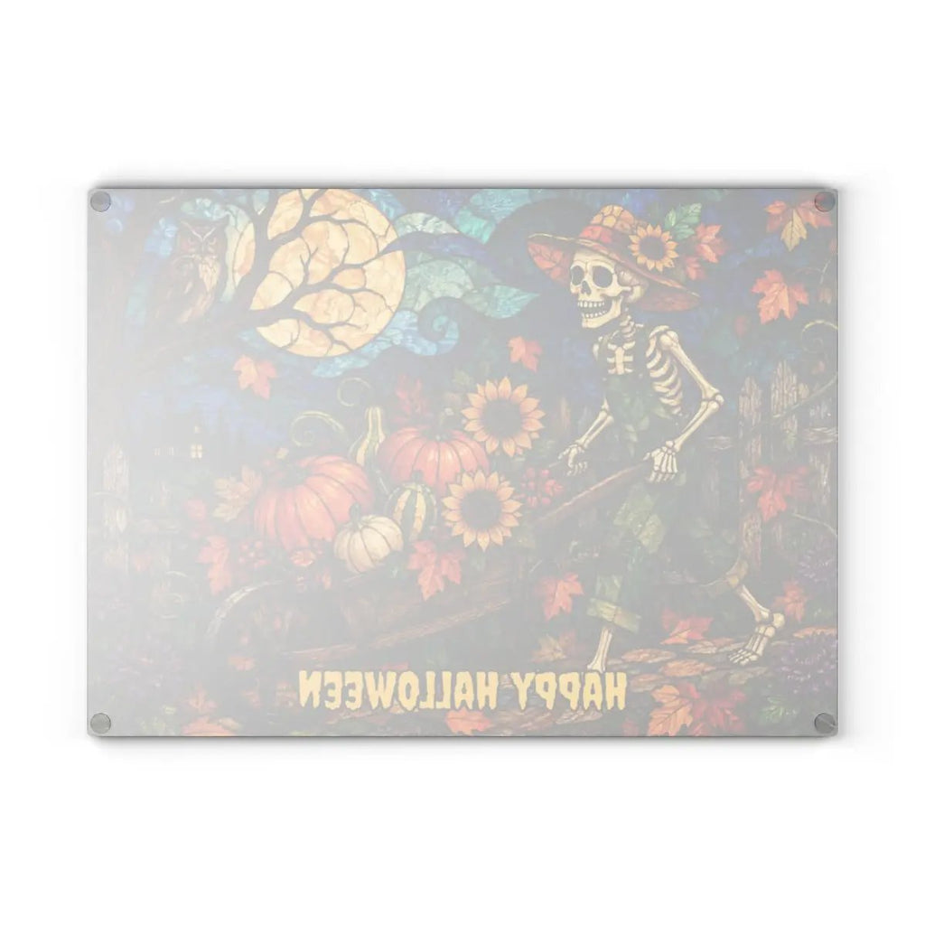 Halloween Personalized Glass Cutting Board, Spooky Pumpkin Farmhouse Kitchen Decor