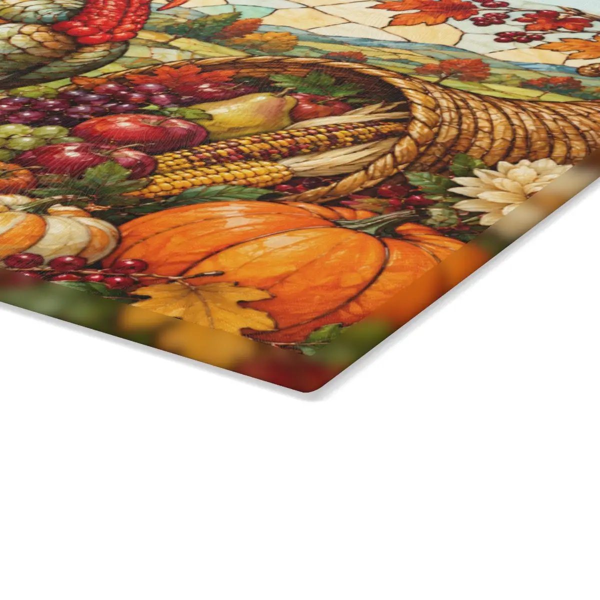 Thanksgiving Turkey Glass Cutting Board, Stained Glass Harvest Kitchen Decor, Fall Turkey Chopping Board, Country Thanksgiving Gift