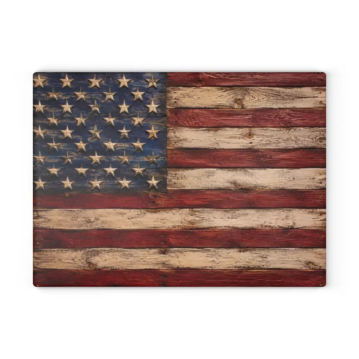Rustic American Flag Cutting Board, Patriotic Glass Cutting Board, Farmhouse Kitchen Decor, Americana Gift, Vintage USA Flag Decor