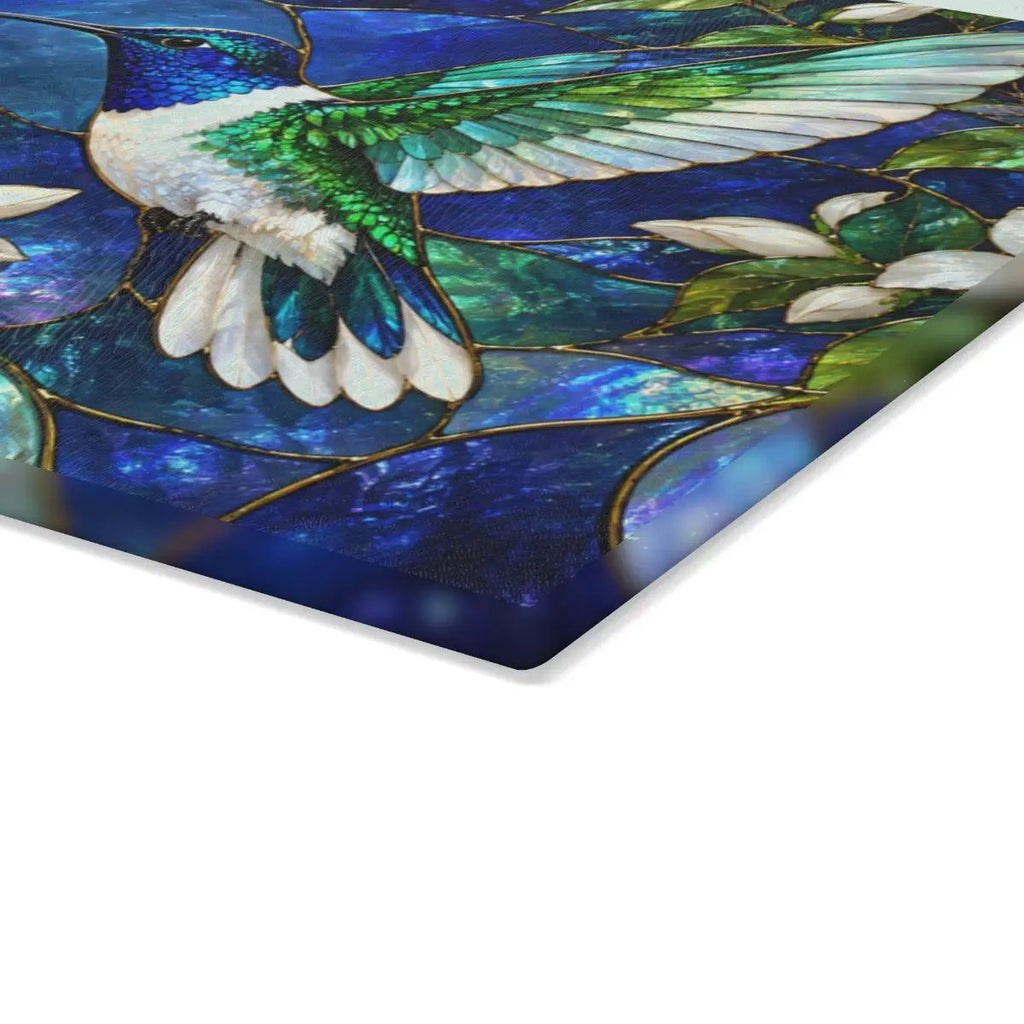Hummingbird Cutting Board, Stained Glass Bird Decor, Moonlit Jasmine Floral Kitchen Decor, Hummingbird Gift, Nature Lover Gift