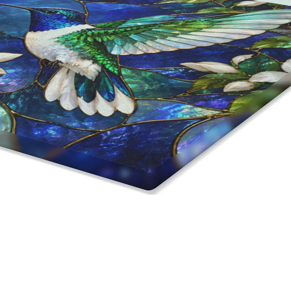 Hummingbird Cutting Board, Stained Glass Bird Decor, Moonlit Jasmine Floral Kitchen Decor, Hummingbird Gift, Nature Lover Gift