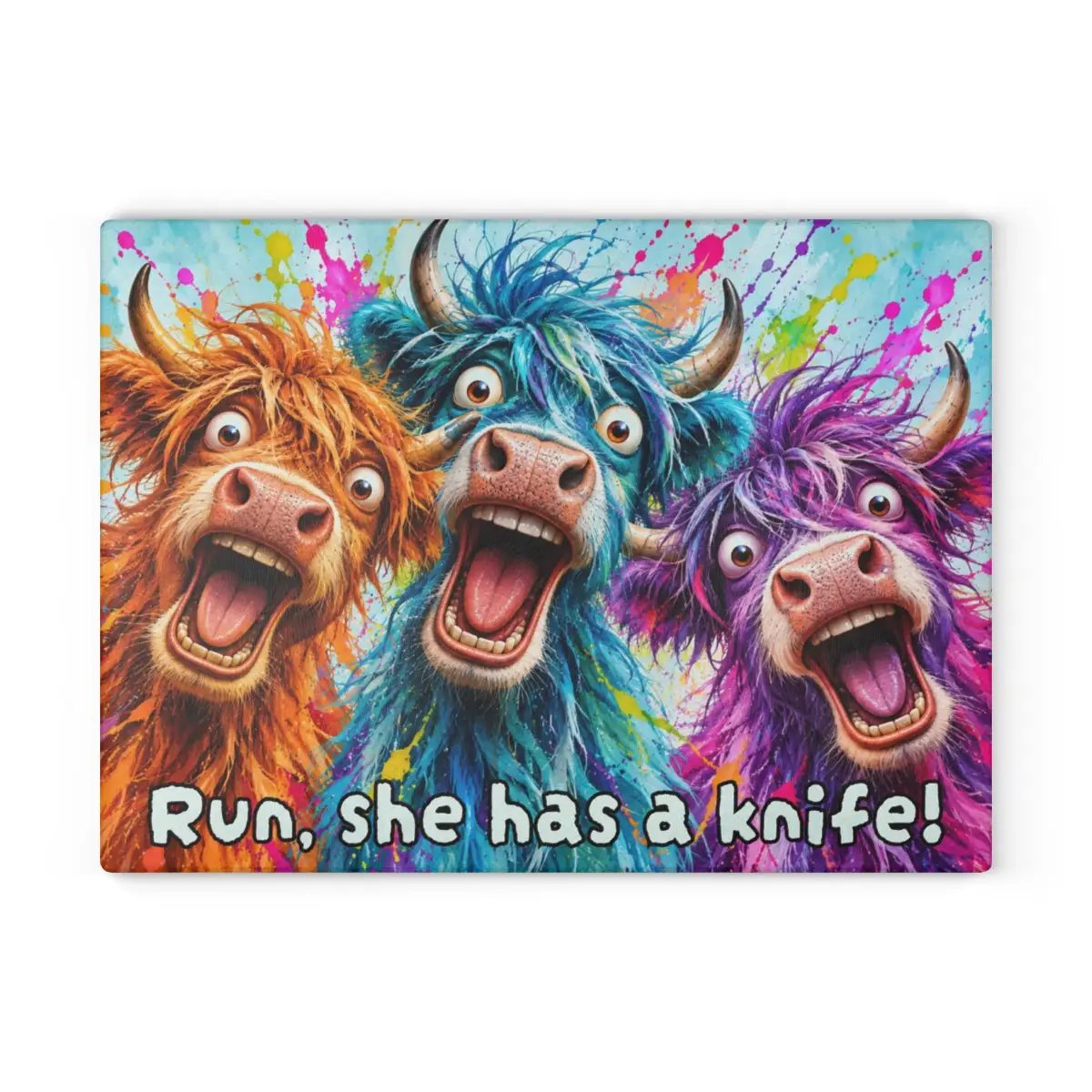 Colorful Highland Cow Cutting Board, Funny Cow Kitchen Decor, Highland Cow Gift, Farmhouse Kitchen Decor, Cow Lover Gift