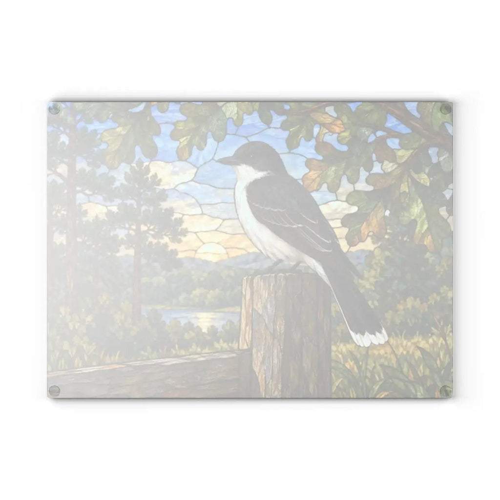 Eastern Kingbird Glass Cutting Board, Backyard Bird Kitchen Decor, Birdwatcher Gift, Songbird Serving Board, Nature Lover Gift