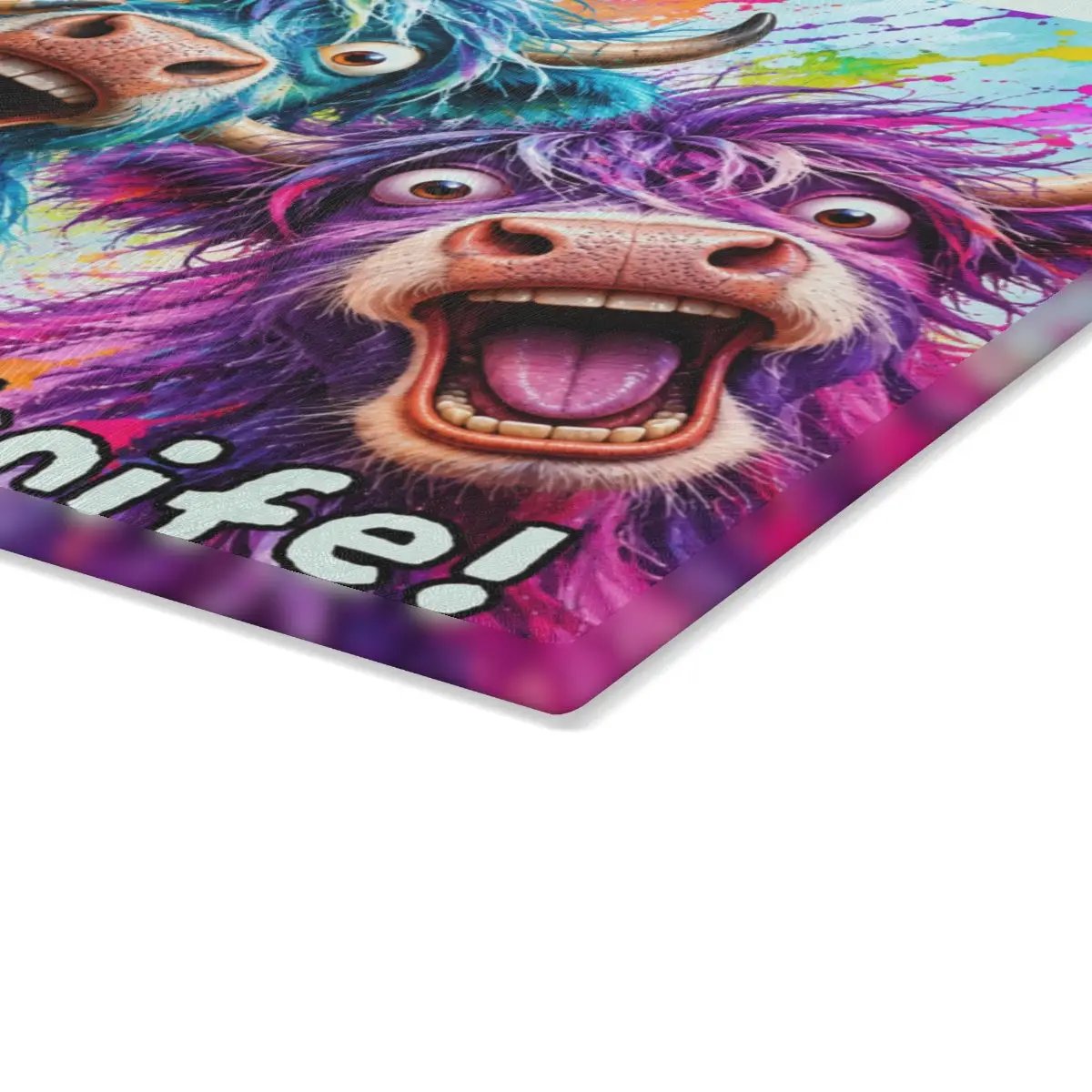 Colorful Highland Cow Cutting Board, Funny Cow Kitchen Decor, Highland Cow Gift, Farmhouse Kitchen Decor, Cow Lover Gift