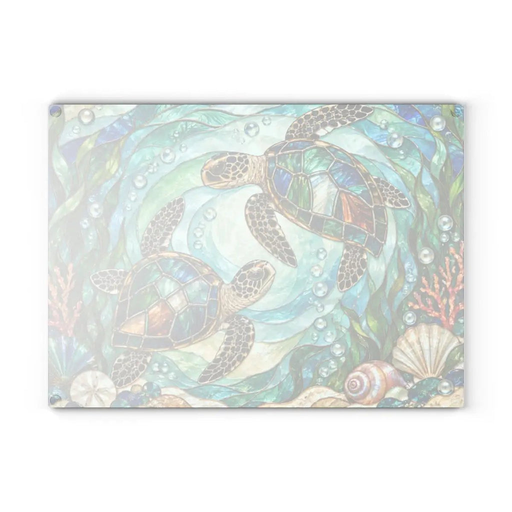 Sea Turtle Glass Cutting Board, Ocean Kitchen Decor, Coastal Serving Board, Marine Life Gift, Sea Lover Kitchen Accessory, Beach House
