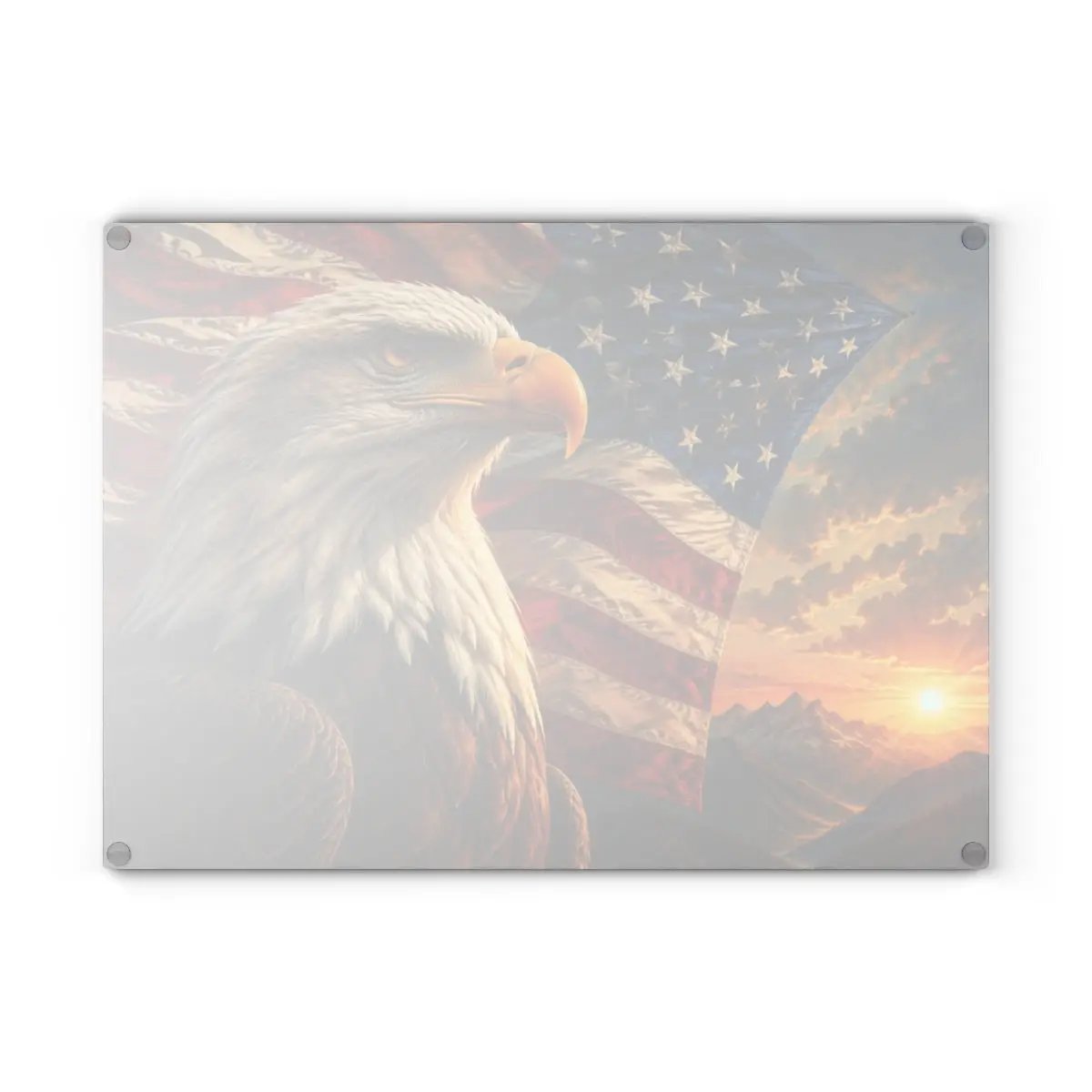 Patriotic Eagle Cutting Board, American Flag Glass Cutting Board, Bald Eagle Kitchen Decor, USA Patriotic Gift, Americana Home Decor