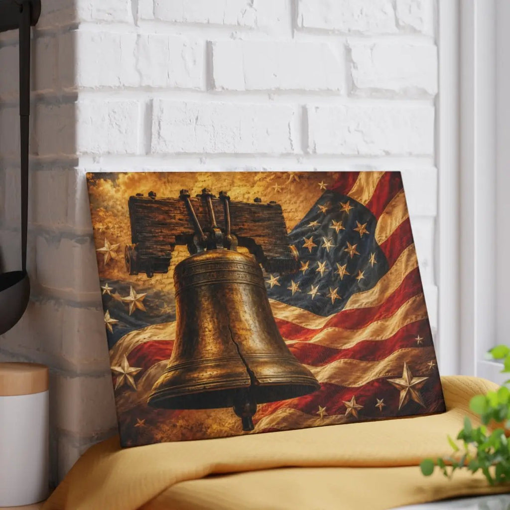Liberty Bell Cutting Board, American Flag Glass Cutting Board, Patriotic Kitchen Decor, Americana Gift, USA Freedom Decor