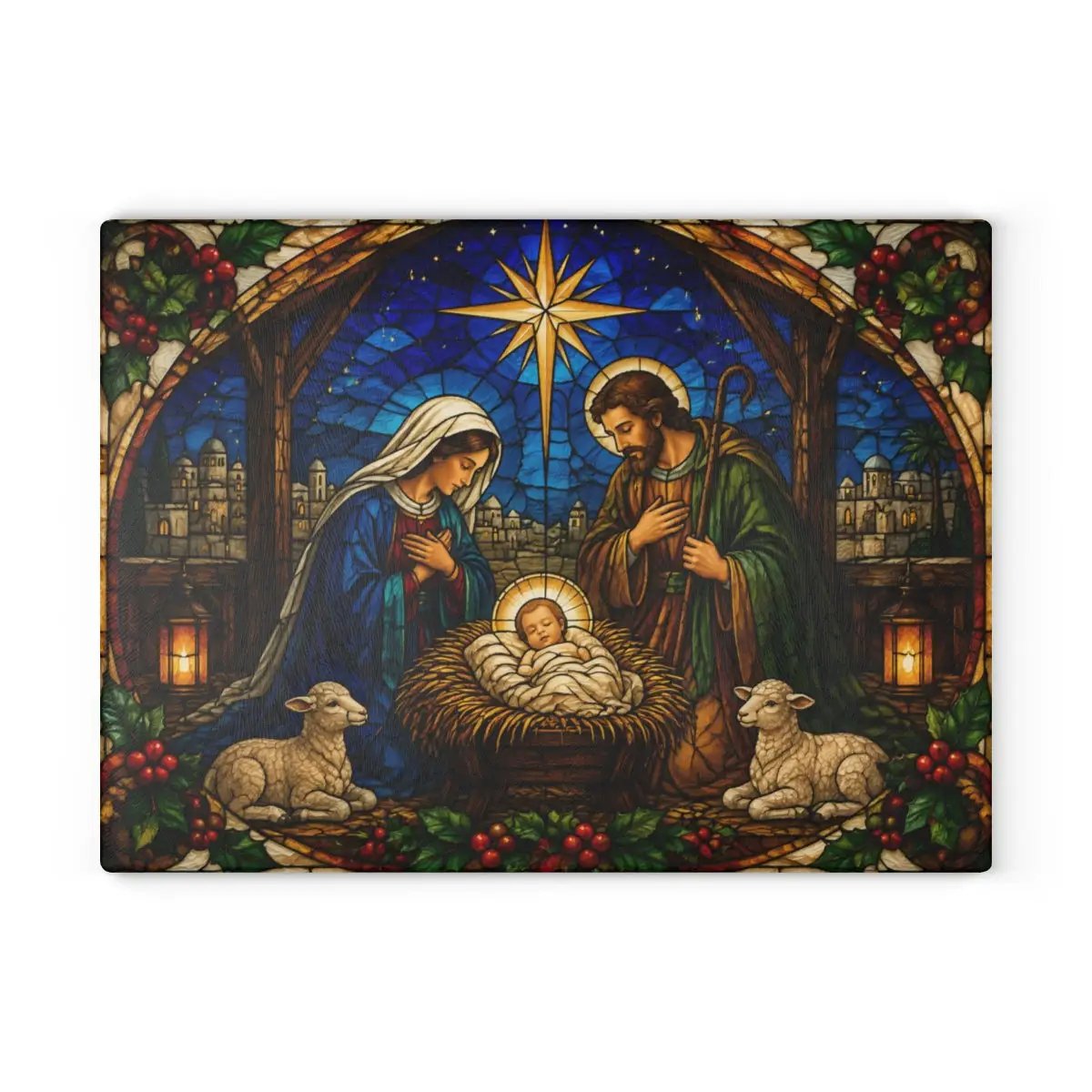 Christian Christmas Glass Cutting Board, Faith Filled Christmas Decor, Religious Christmas Gift, Choose From 10 Designs