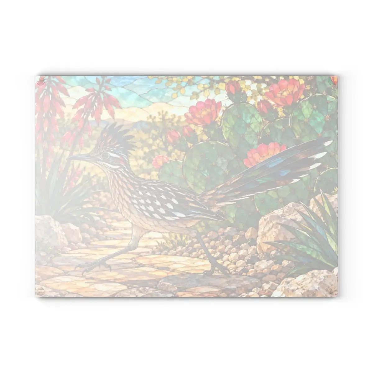 Roadrunner Glass Cutting Board, Desert Bird Kitchen Decor, Southwestern Cactus Chopping Board, Wildlife Lover Gift, Kitchen Counter Accent