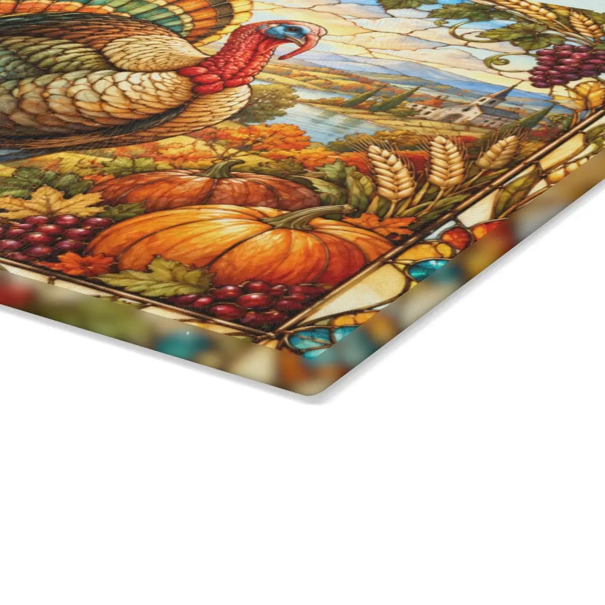 Thanksgiving Turkey Glass Cutting Board, Stained Glass Harvest Kitchen Decor, Fall Turkey Chopping Board, Country Thanksgiving Gift
