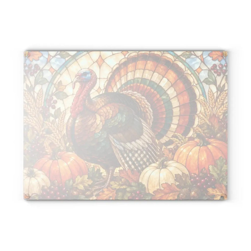 Thanksgiving Turkey Glass Cutting Board, Fall Harvest Kitchen Decor, Pumpkin Turkey Chopping Board, Thanksgiving Hostess Gift