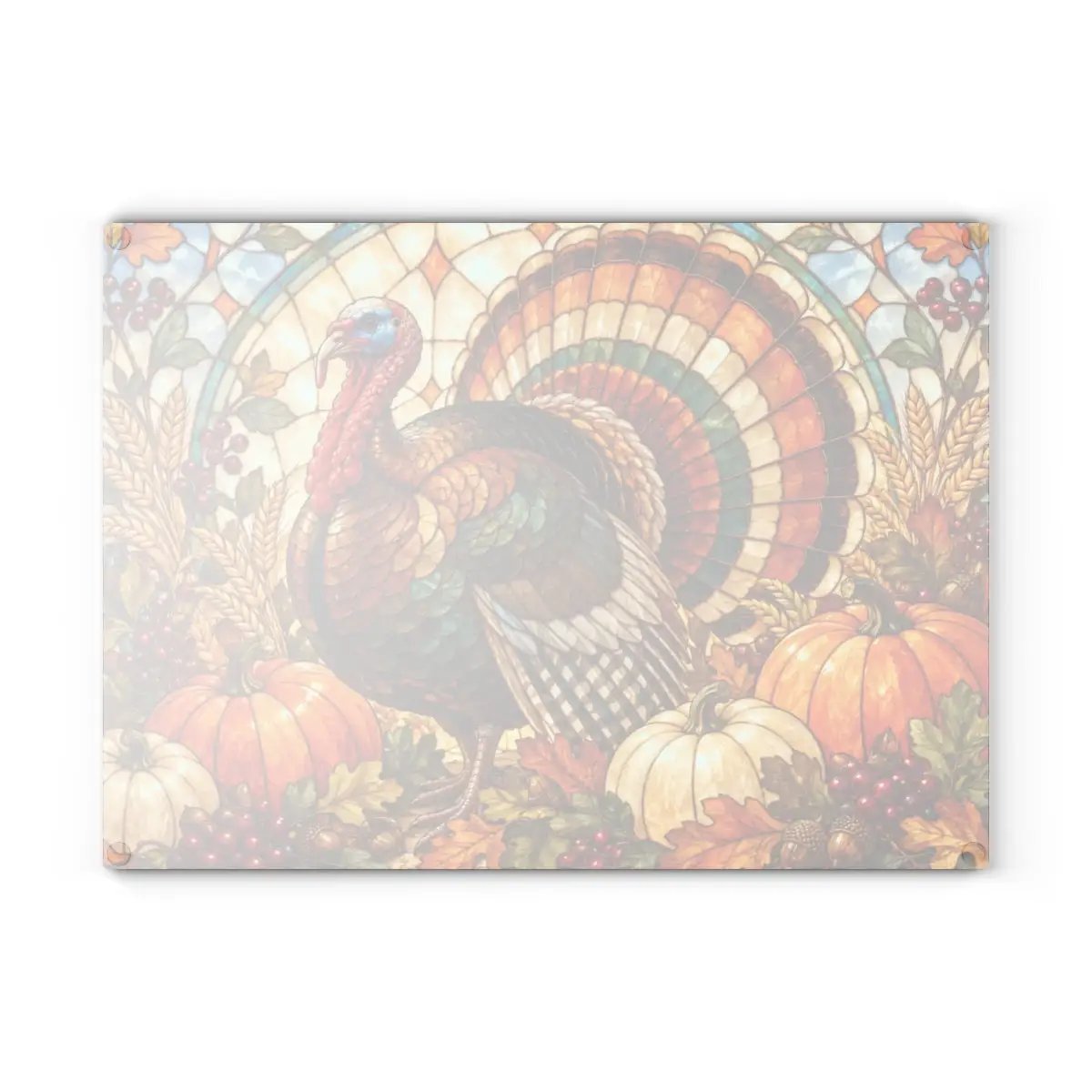 Thanksgiving Turkey Glass Cutting Board, Fall Harvest Kitchen Decor, Pumpkin Turkey Chopping Board, Thanksgiving Hostess Gift