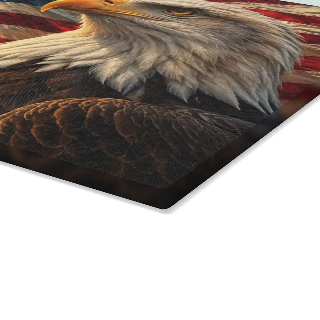 Patriotic Eagle Cutting Board, American Flag Glass Cutting Board, Bald Eagle Kitchen Decor, USA Patriotic Gift, Americana Home Decor