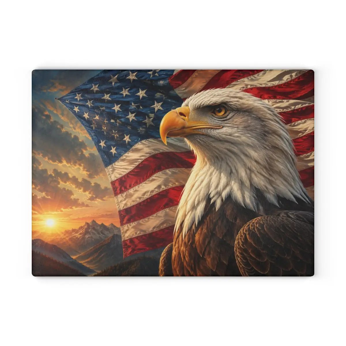 Patriotic Eagle Cutting Board, American Flag Glass Cutting Board, Bald Eagle Kitchen Decor, USA Patriotic Gift, Americana Home Decor