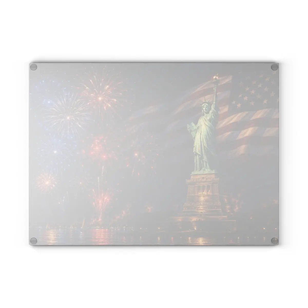 Statue of Liberty Cutting Board, American Flag Glass Cutting Board, 4th of July Kitchen Decor, Patriotic Gift, Americana Decor