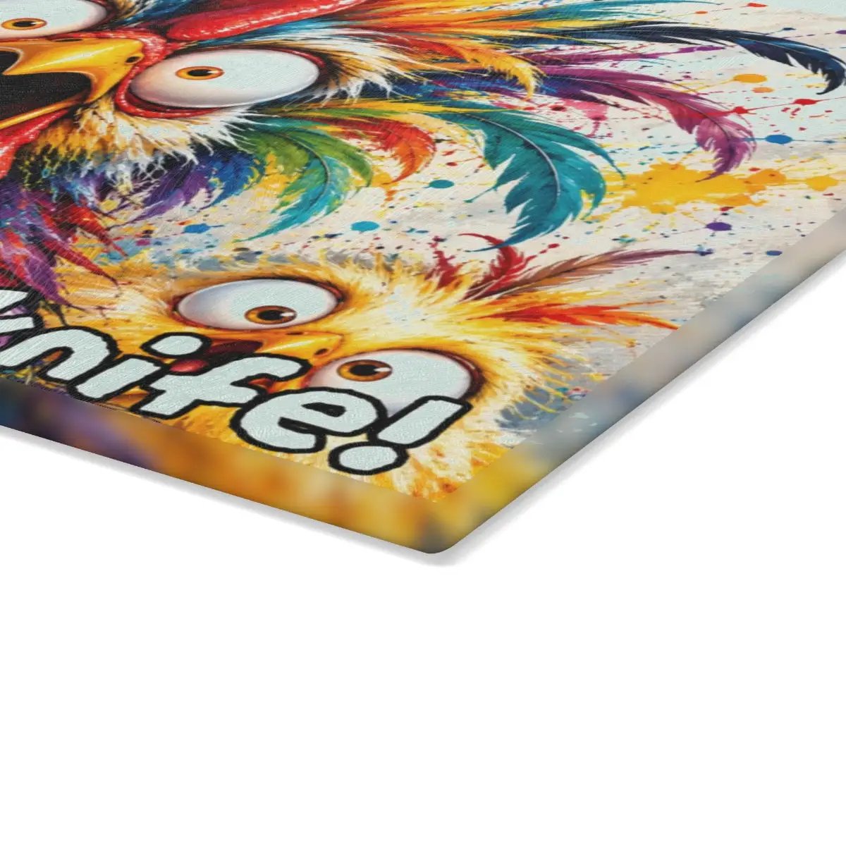 Rainbow Rooster Cutting Board, Funny Screaming Chicken Kitchen Decor, Colorful Rooster Gift, Chicken Lover Farmhouse Decor