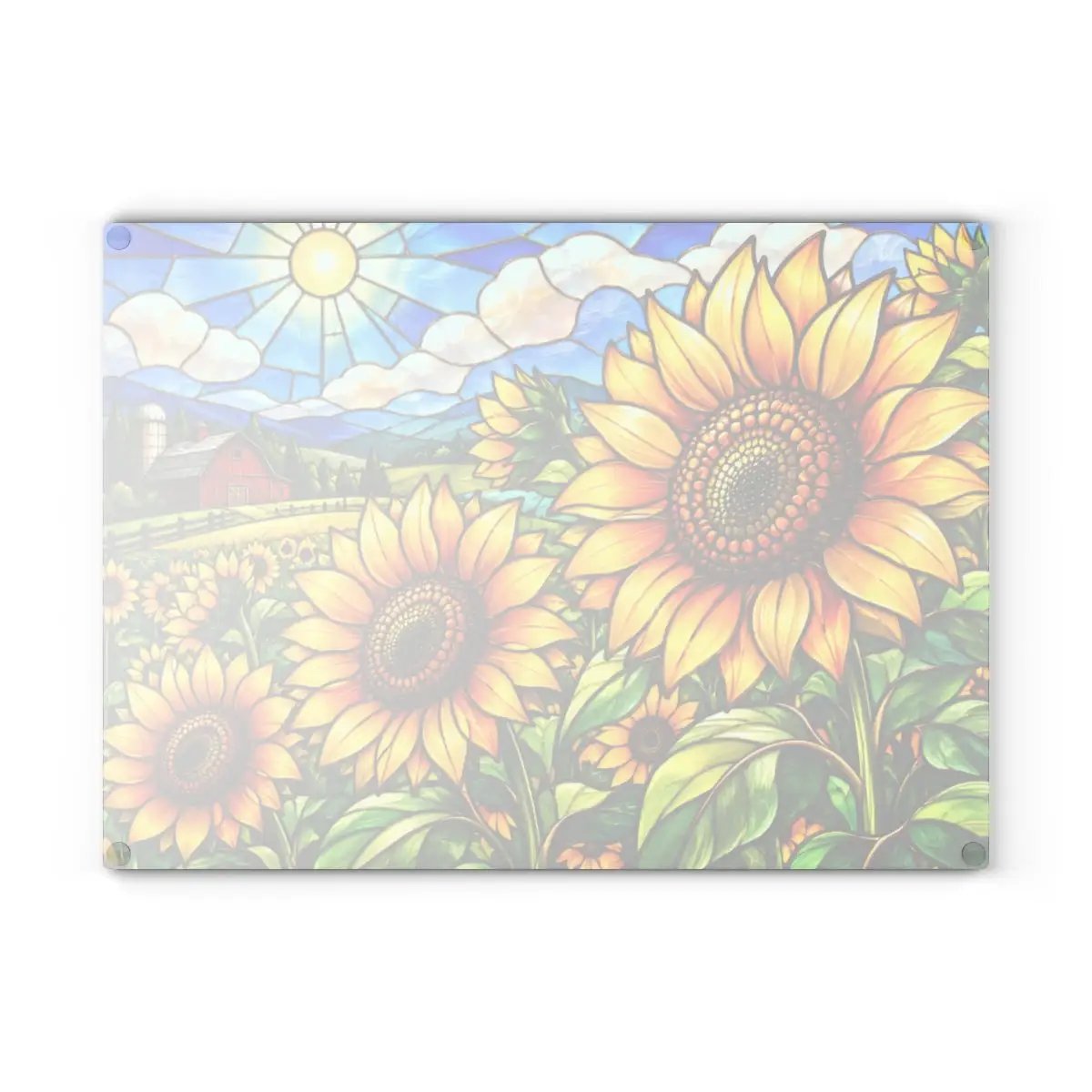 Sunflower Glass Cutting Board, Farmhouse Kitchen Decor, Country Sunflower Chopping Board, Stained Glass Floral Gift, Housewarming Gift