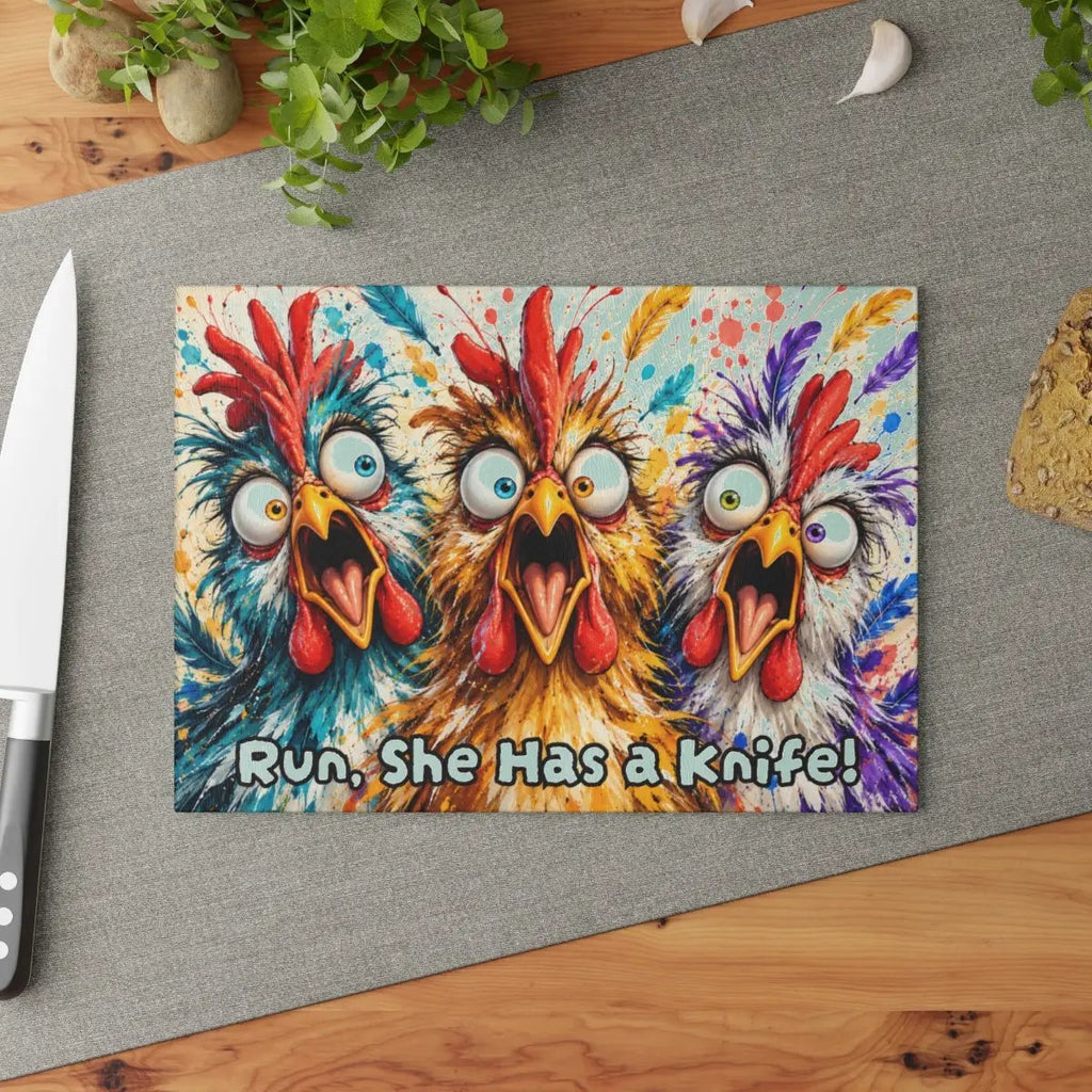 Funny Screaming Chickens Cutting Board, Personalized Chicken Gift, Screaming Chicken Kitchen Decor, Custom Hen Cutting Board, Chicken Lover Gift