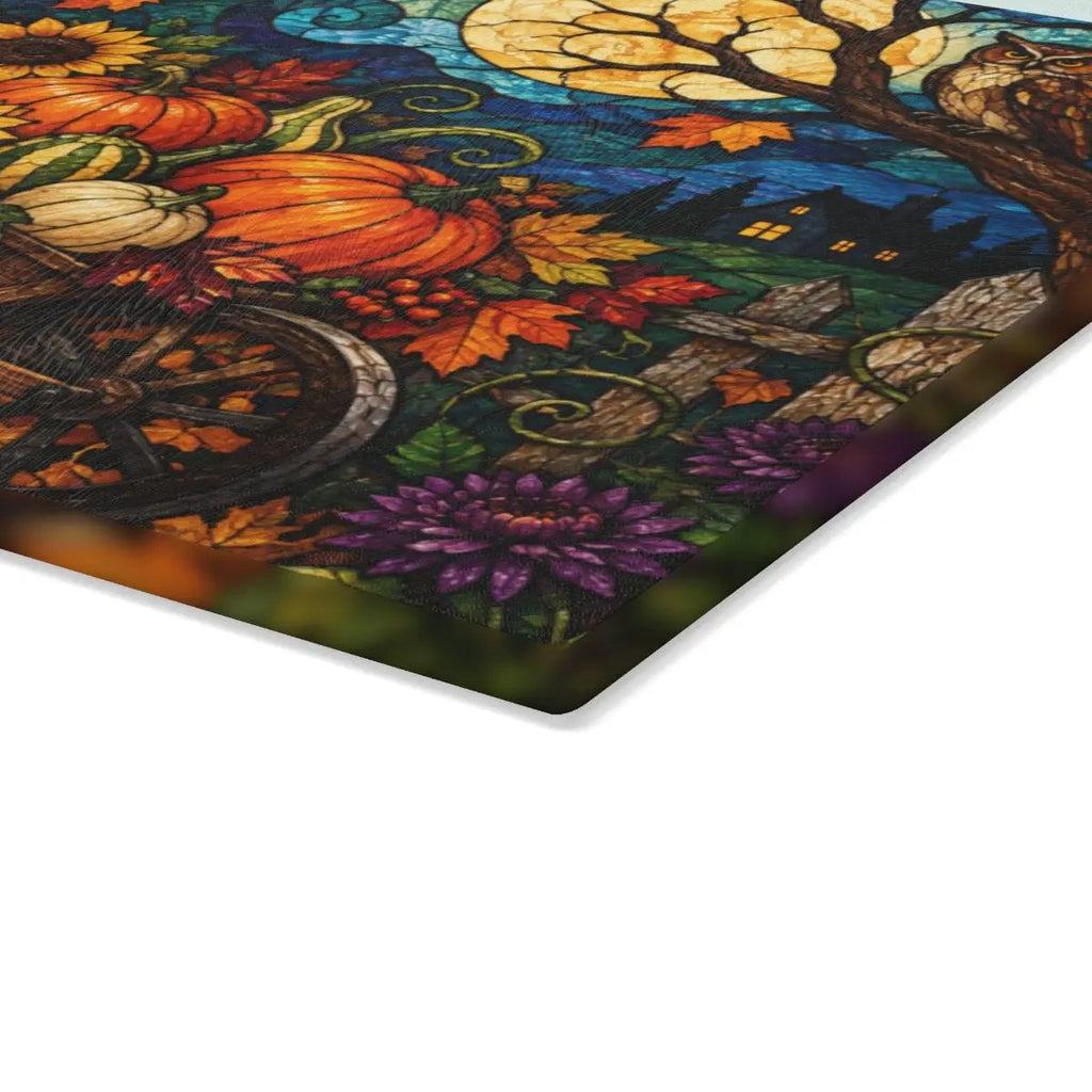 Halloween Personalized Glass Cutting Board, Spooky Pumpkin Farmhouse Kitchen Decor