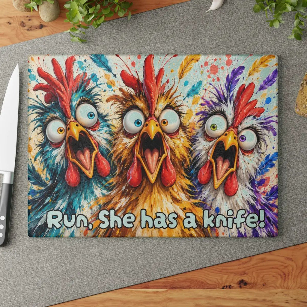 Funny Screaming Chickens Cutting Board, Personalized Chicken Gift, Screaming Chicken Kitchen Decor, Custom Hen Cutting Board, Chicken Lover Gift