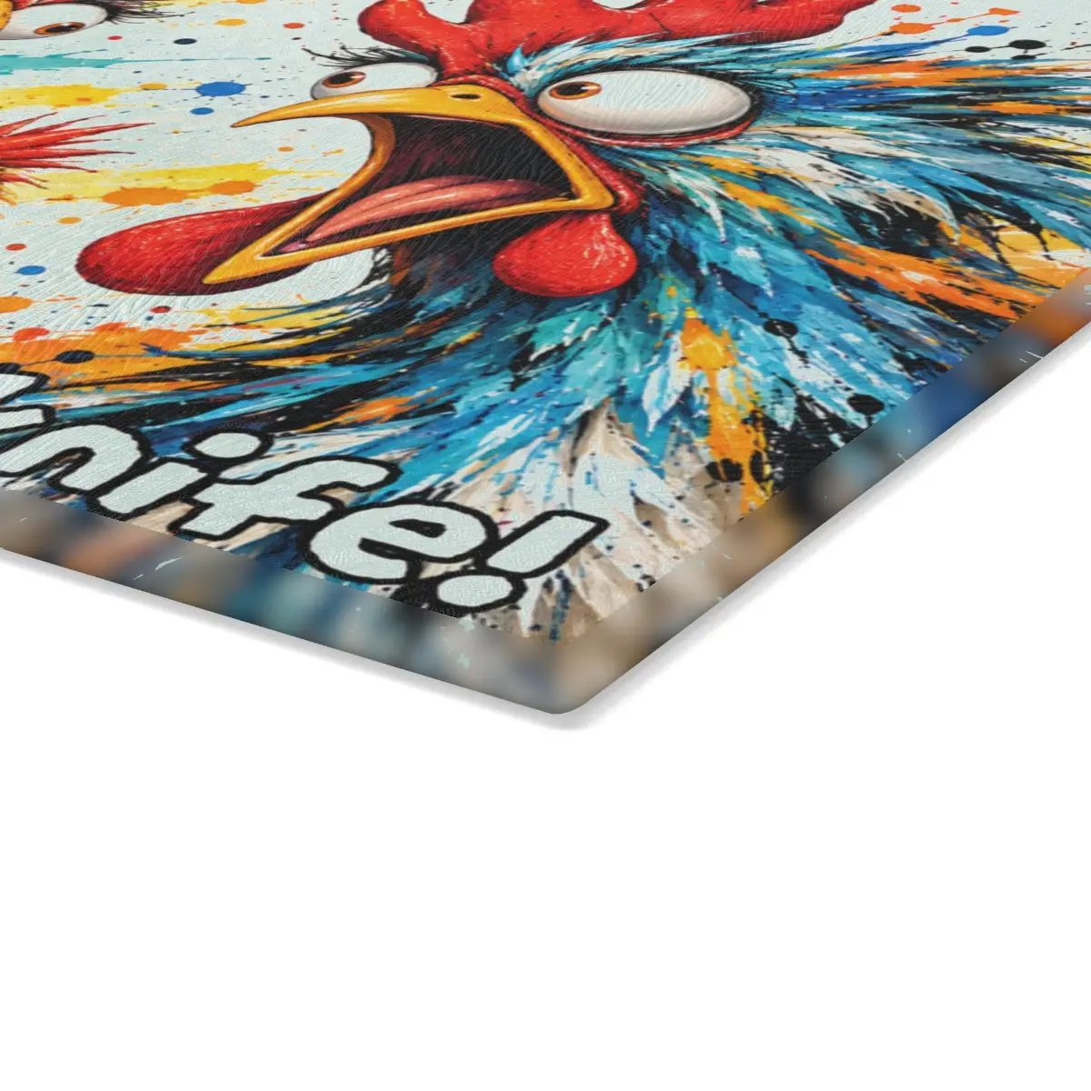 Funny Chicken Family Cutting Board, Screaming Chickens Kitchen Decor, Colorful Chicken Lover Gift, Farmhouse Decor