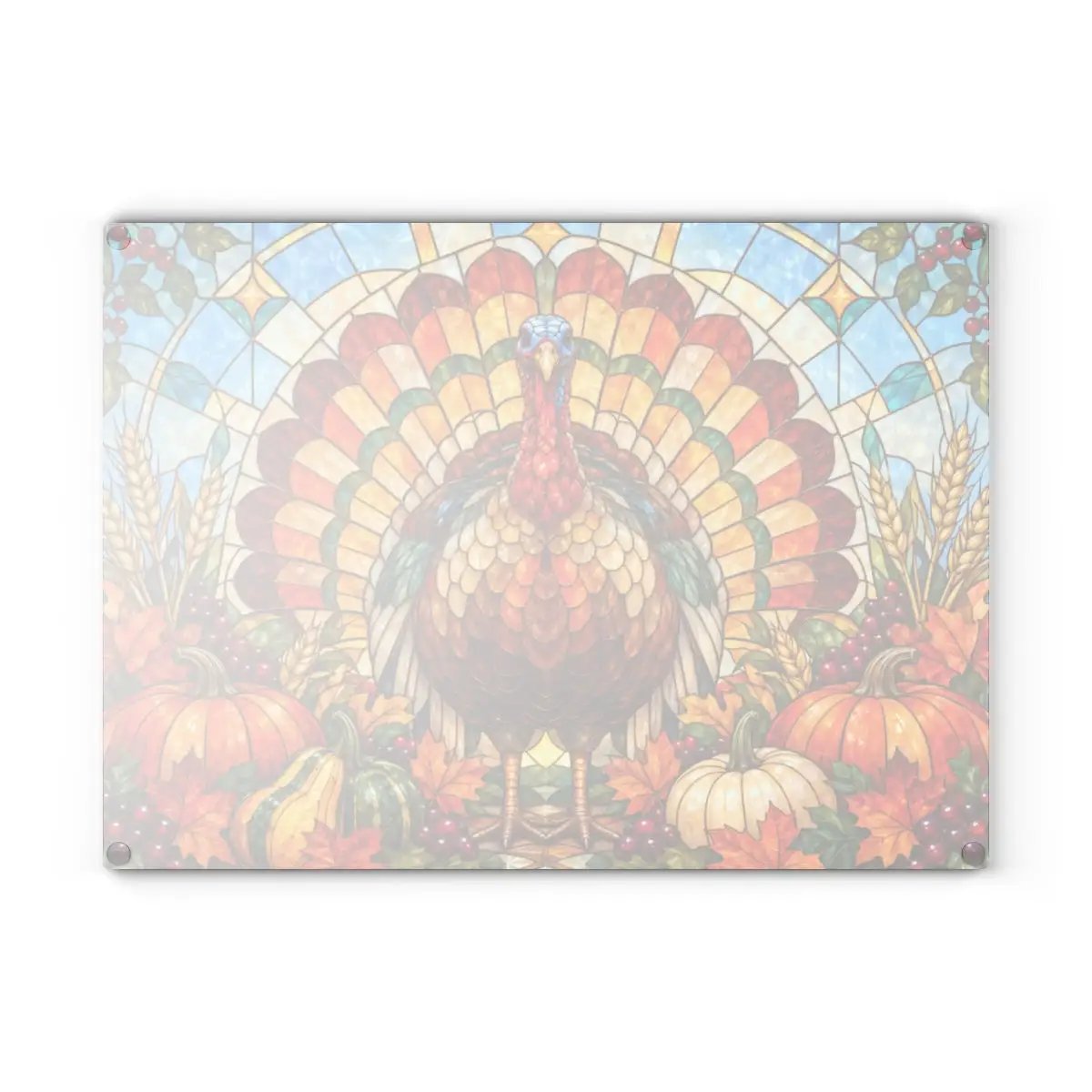 Thanksgiving Turkey Glass Cutting Board, Stained Glass Turkey Kitchen Decor, Fall Harvest Chopping Board, Thanksgiving Gift