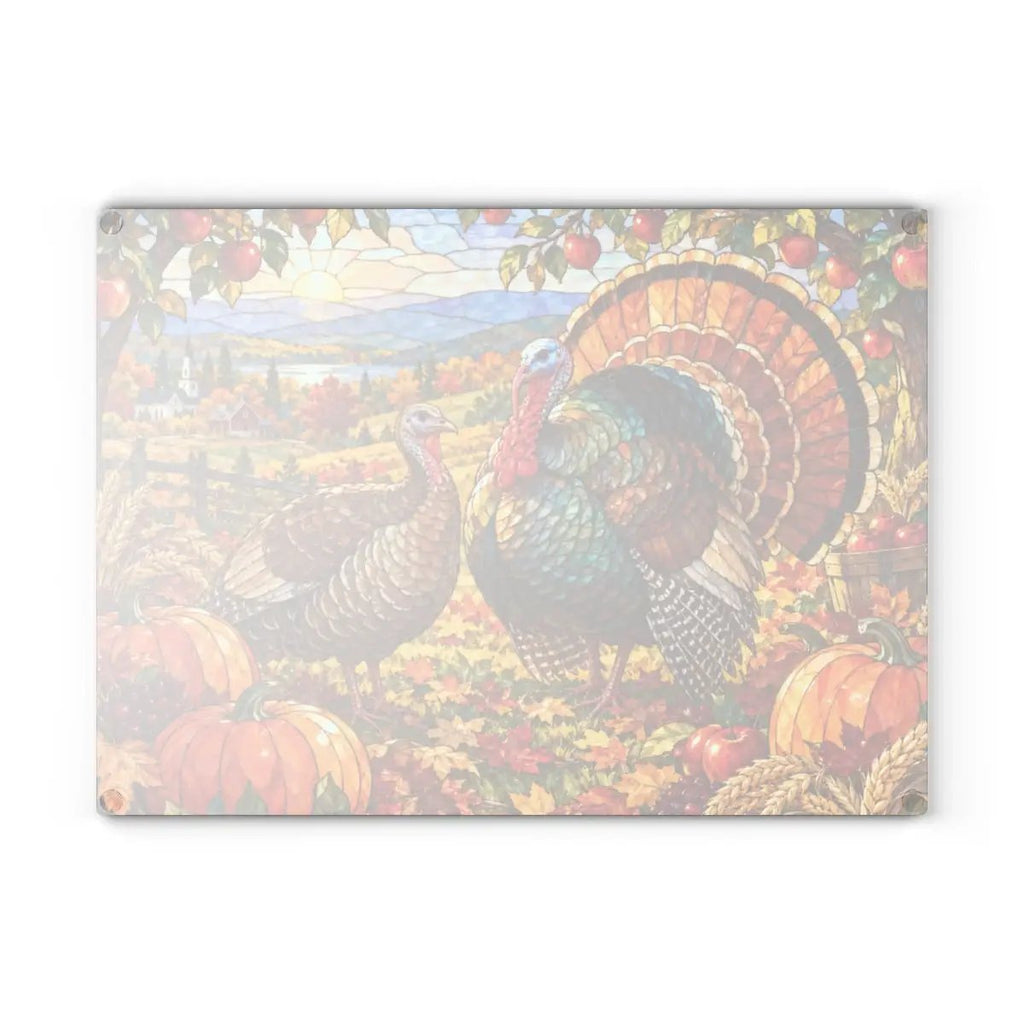 Thanksgiving Turkey Glass Cutting Board, Stained Glass Turkey Kitchen Decor, Fall Harvest Chopping Board, Thanksgiving Gift