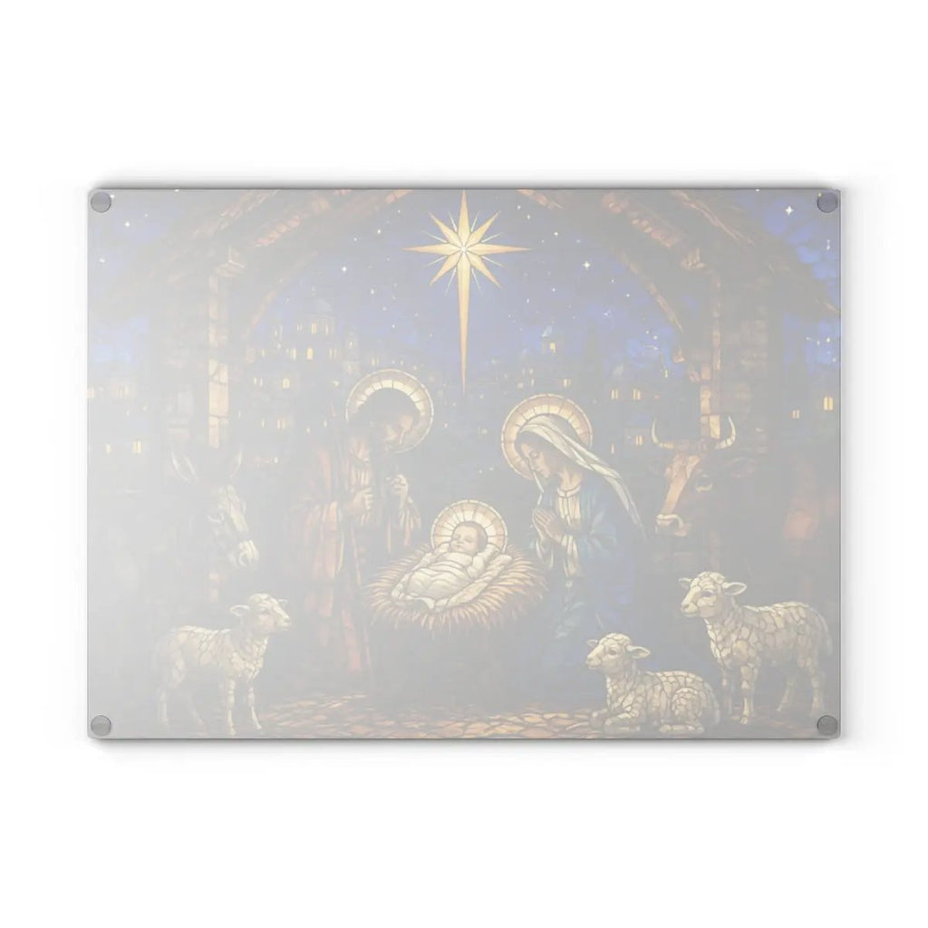 Nativity Glass Cutting Board, Stained Glass Christmas Decor, Holy Family Christian Kitchen Gift, Religious Christmas Cutting Board