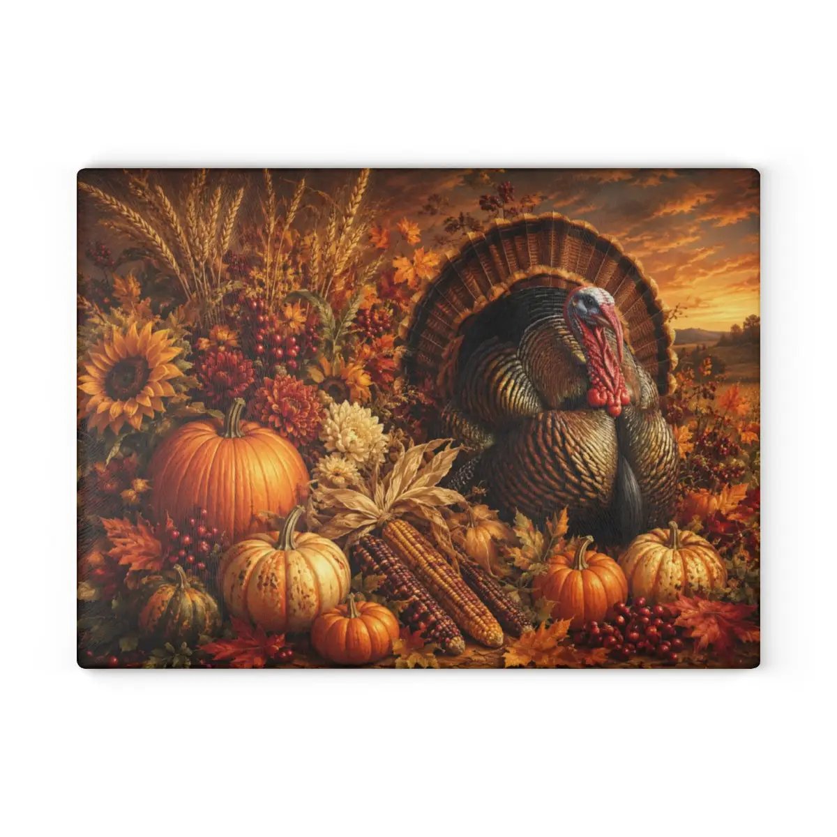Turkey Glass Cutting Board, Thanksgiving Kitchen Decor, Fall Harvest Cutting Board, Turkey Hostess Gift