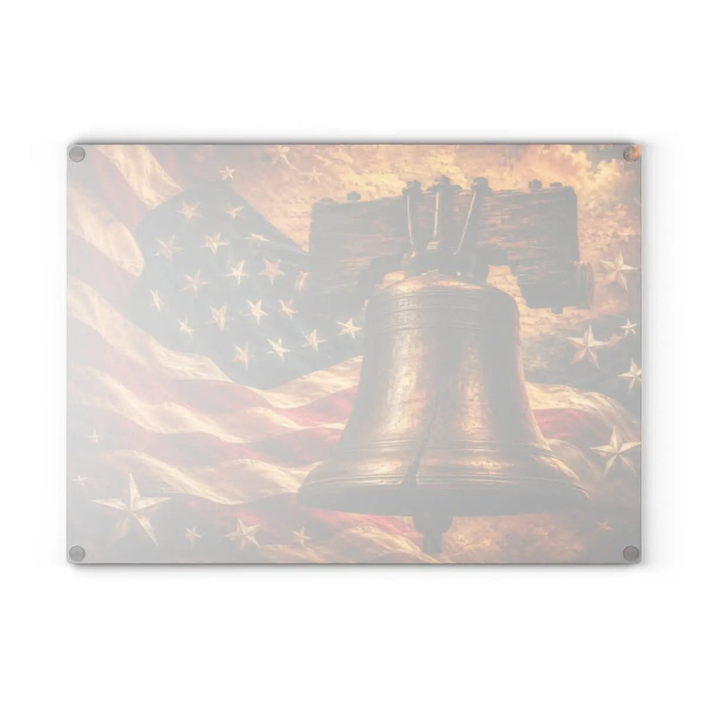 Liberty Bell Cutting Board, American Flag Glass Cutting Board, Patriotic Kitchen Decor, Americana Gift, USA Freedom Decor