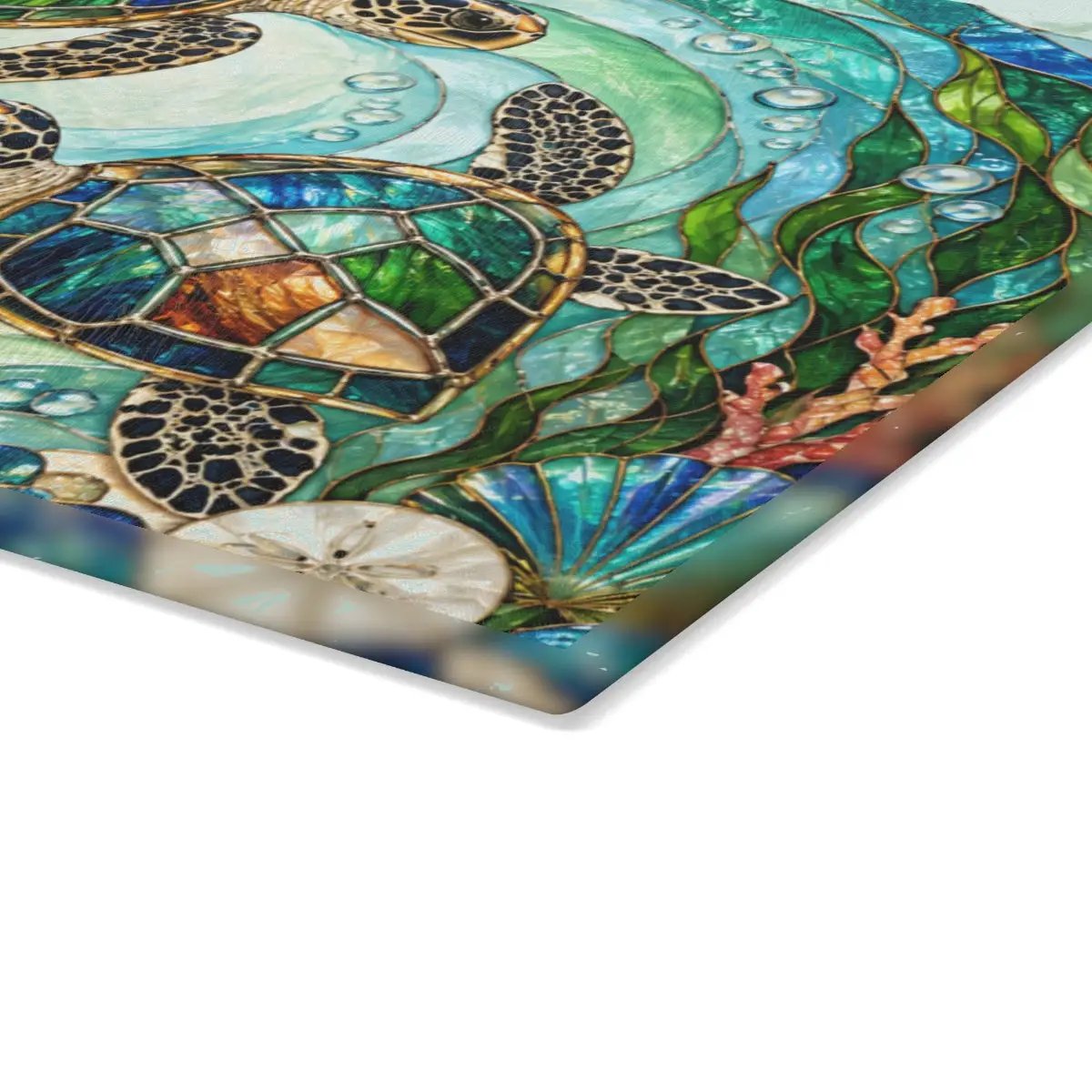 Sea Turtle Glass Cutting Board, Ocean Kitchen Decor, Coastal Serving Board, Marine Life Gift, Sea Lover Kitchen Accessory, Beach House